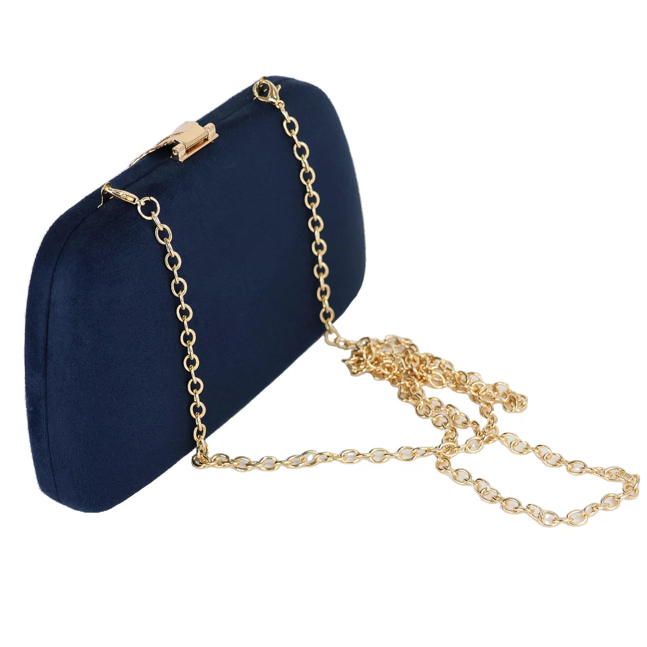 Women'S Faux Suede Soild Clutch Handbag, Navy Blue