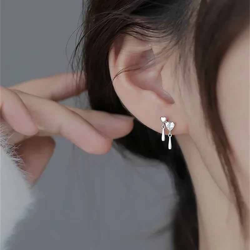 Y2K 6Pcs/Set Silver Color Rhinestone Butterfly Stud Earrings for Women Fashion Punk Heart Earring Sets 2023 Trendy Jewelry Gift