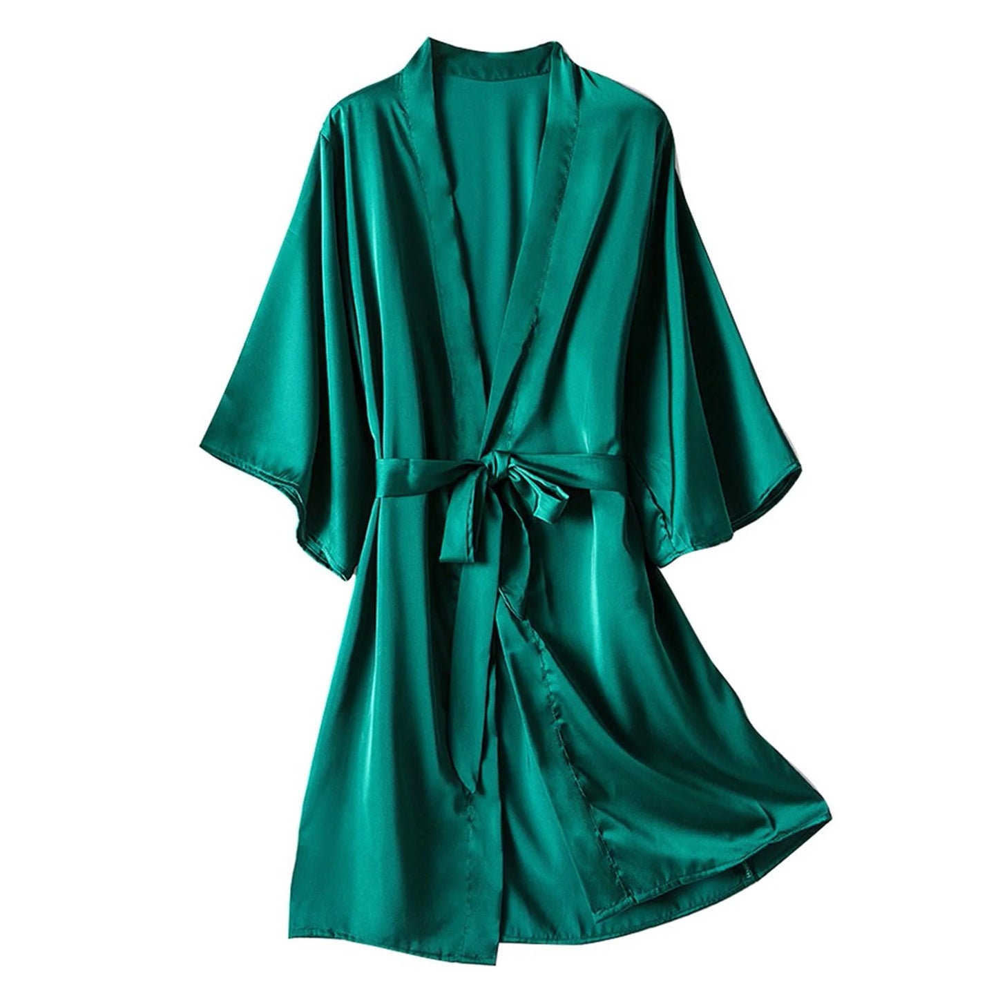 Women'S plus Size Silk Satin Night Robes Wedding Bridal Party Kimono Bathrobe Sexy V Neck Comfy Sleepwear with 3/4 Sleeve and Belt, Gifts on Clearance, S-4XL