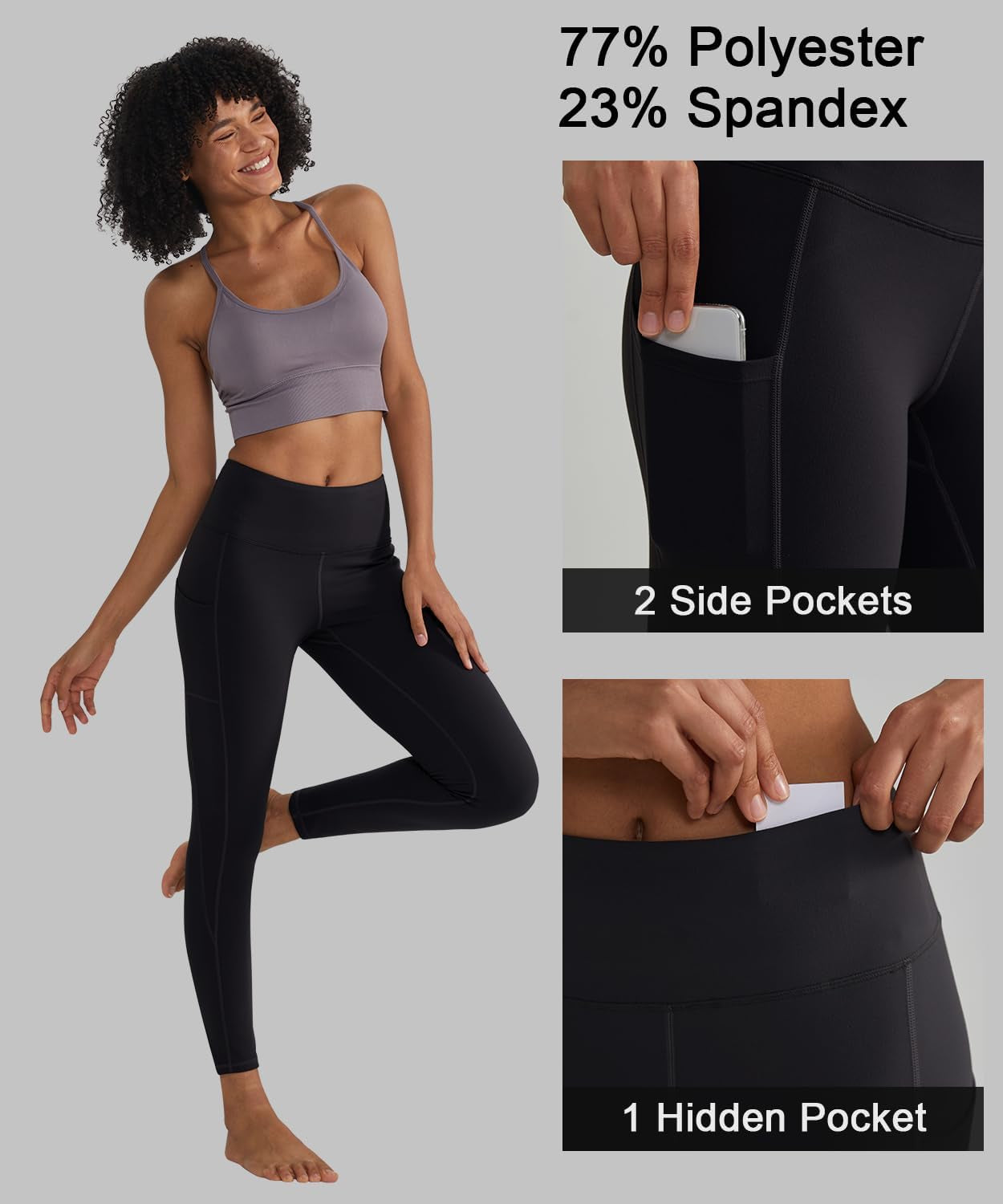 Yoga Pants with Pockets for Women High Waisted Workout Leggings Tummy Control Athletic Leggings